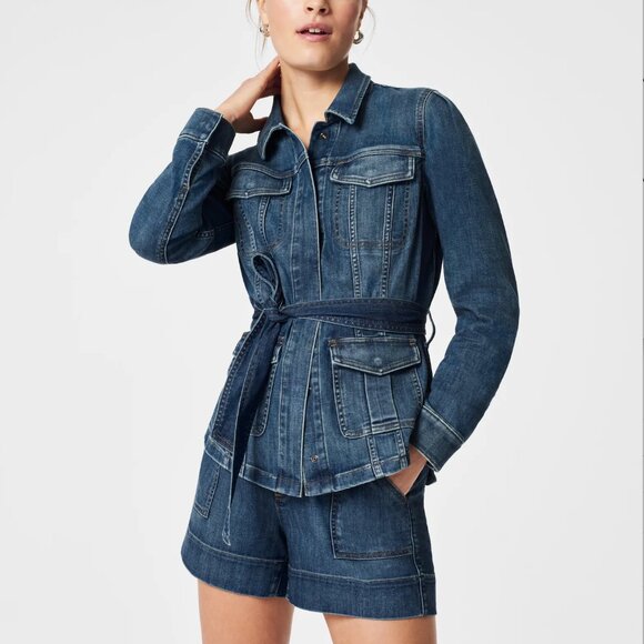 SPANX Jackets & Blazers - NWT Spanx Tie-Front Jean Shirt Jacket Size 1X